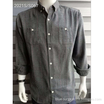 Two-pocket Plaid Garments Men's Strips Shirts